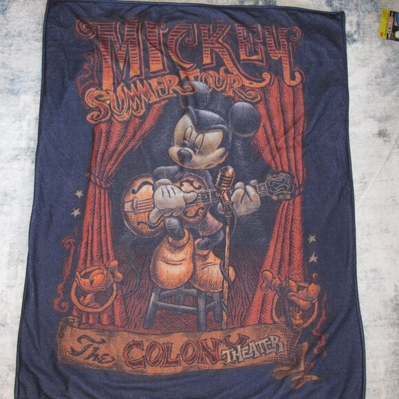Disney Mickey Summer Tour Colony Theater Fleece Throw Blanket 57 x 44.5 inches - Picture 1 of 8